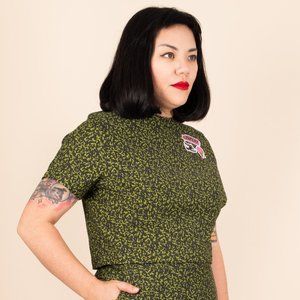 Tuesday Bassen Green Patterned Crop